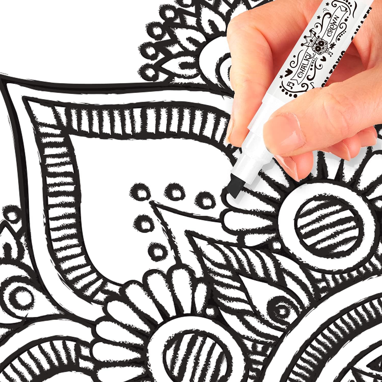 Liquid Chalk Marker Pen - Dry Erase Marker - Chalk Markers for Chalkboard Signs, Windows, Blackboard, Glass - 6mm Reversible Tip (Black, 5 Pack)