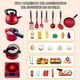 thumbnail image 2 of 61 piezas Juguetes De Cocina Para Ninos Utensilios Cocina Comida Color Rojo, 2 of 6