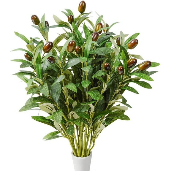 4PCS Olive Branches Artificial Plants Greenery Stems Olive Leaves Fake Fruits Silk Plants,35in