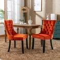 thumbnail image 3 of Paproos Dining Chairs Set of 2, Upholstered High-End Tufted Dining Room Chair with Back Ring and Nailhead Trim, Modern Velvet Kitchen Chairs with Solid Wood Legs for Kitchen, Home,Orange, 3 of 13