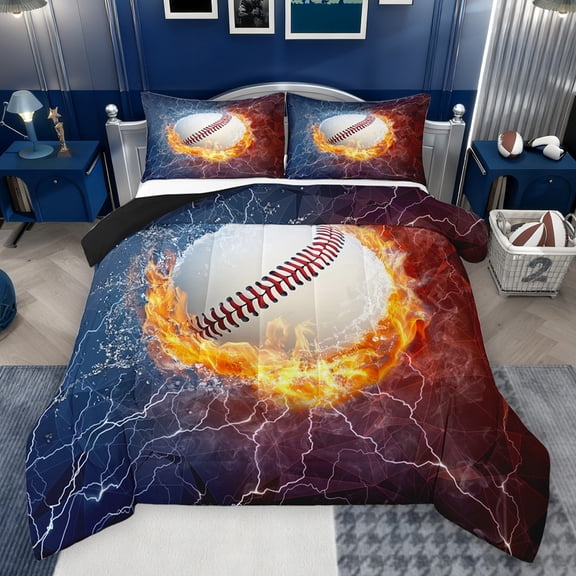 Castle Fairy 2-Piece Twin Size Comforter Set - Baseball Sport Theme Print