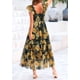 thumbnail image 2 of Vestido PRETTYGARDEN Floral Negro y Amarillo, Midi sin Mangas, Talla L, 2 of 8