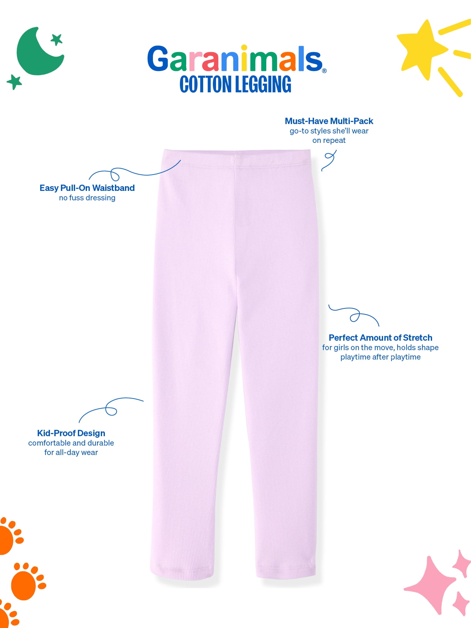 Garanimals Newborn, Baby & Toddler Girl Cotton Pull-on Leggings, Sizes 0M–6T, Single & 3-pack
