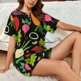 thumbnail image 4 of Daiia Cartoon Vegetables Pattern Womens Pajama Sets Short Sleeve Pajamas for Women Sets Soft Lounge Sets Casual Round Neck Sleepwear PJS-4X-Large, 4 of 7