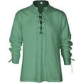 thumbnail image 4 of Bcfgryg Style Men's Shirt Long Sleeve Casual Daily Wear Tunic Top With Drawstring Pure Color Soft Stretch Fabric For All Seasons Men Shirts Casual Green XXL, 4 of 5