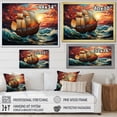 thumbnail image 4 of Designart "Spanish Heritage Pirate Ship Legacy II" Transportation Framed Wall Art Decor - Modern Orange Boat Sailing Living Room Framed Canvas Art, 4 of 6