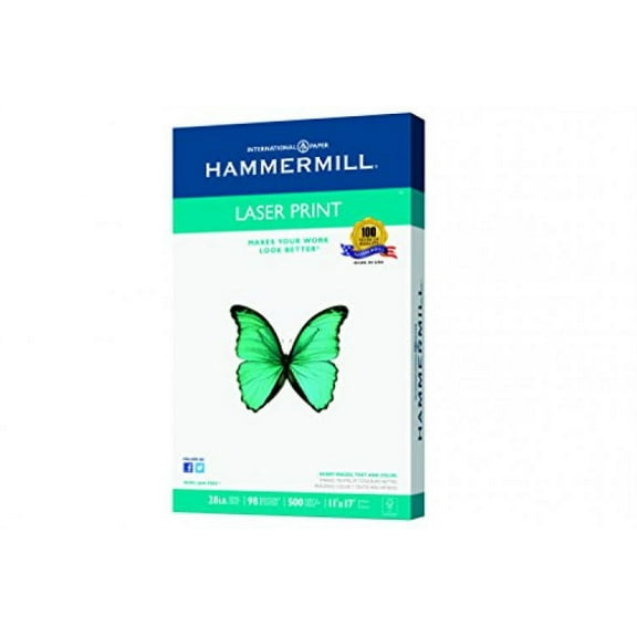 Hammermill Paper, Laser Print Paper, 28lb, 11 x 17, Ledger, 98 Bright, 500 Sheets / 1 Ream, (125526), Made In Then USA