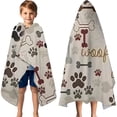thumbnail image 3 of Paw Prints and Bones Hooded Bath Towel，60"x35" for Ages 3 To 12 Kids, Quick Dry Lightweight Soft Microfiber Hood Beach Towel Cover Up for Kids, 3 of 7