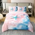 thumbnail image 1 of Erosebridal Housse de Couette Plage Rêveuse Très Grand pour Filles, Housse de Lit Vague de Mer Étoile de Mer, Décor à Thème Plage Hawaii, Réversible 3 Pcs (Sans Couette), 1 of 6