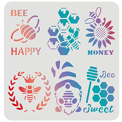  9 Pieces Geometric Stencils Reusable Hive Patterns