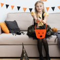 thumbnail image 4 of Cotton Rope Halloween Pumpkin Basket with Handle, Trick or Treat Bucket for Halloween Themed Party, Woven Candy Basket for Neighborhood Parades and Indoor Holiday Home Decor, 4 of 4