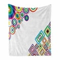 thumbnail image 1 of Abstract Soft Flannel Fleece Throw Blanket, Circle and Square Rectangle in Different Colors Image, Cozy Plush for Indoor and Outdoor Use, 70" x 90", Multicolor, by Ambesonne, 1 of 6