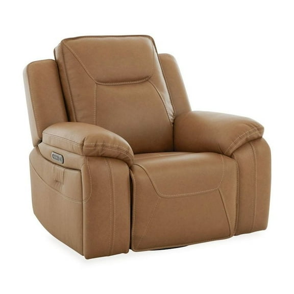 Liberty Furniture Recliner Armchair with Power Recline, Heat & Massage - York Butternut Leather
