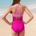 thumbnail image 4 of OSOLU Girls One Piece Swimsuit Crisscross Hallow Out Pleated Athletic Bathing Suit With Adjustable Straps For Kids Teens 7-16Y Trendy Beachwear, 4 of 5