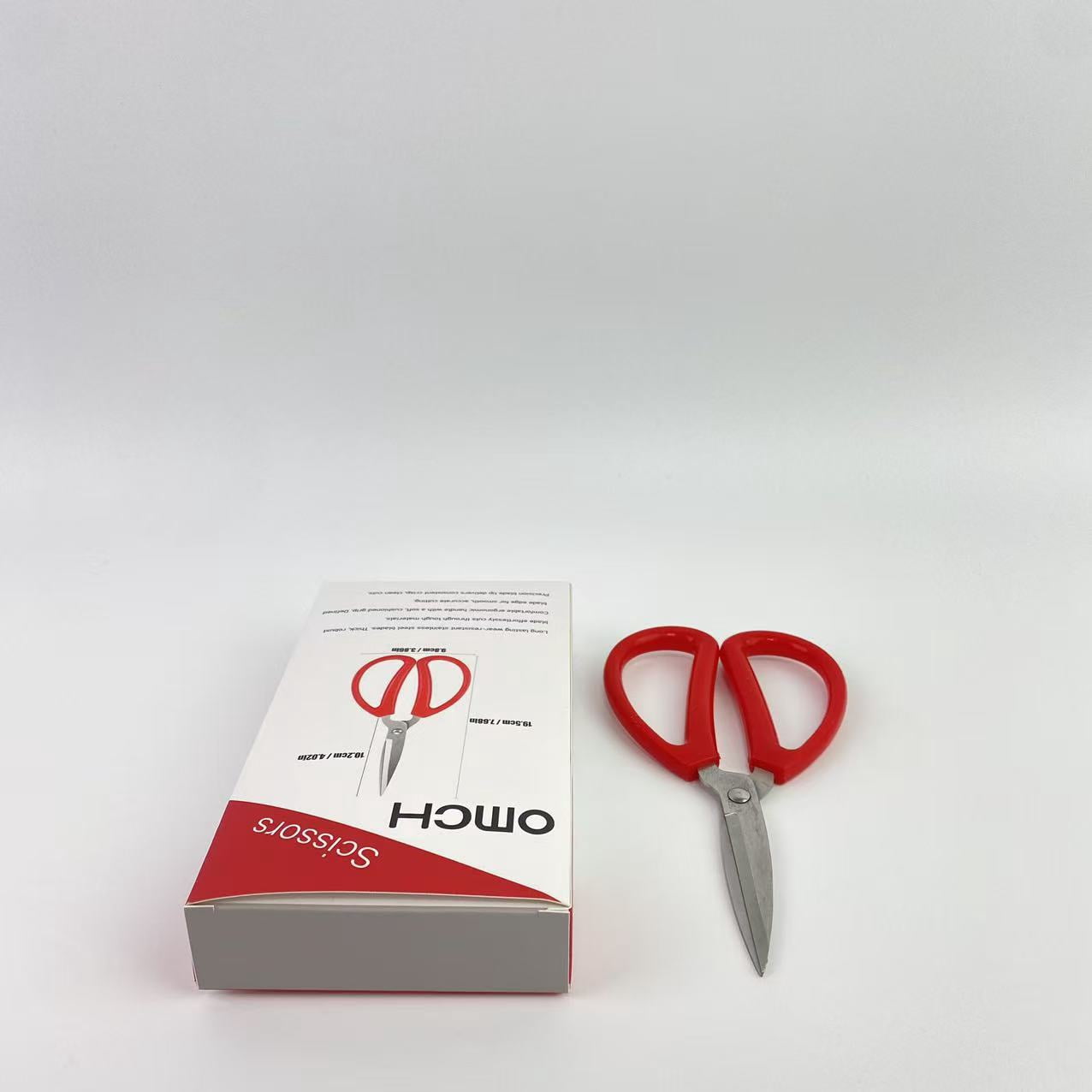 omch Scissors,Multi-Purpose Perfect for Cutting Stainless Steel Sharp Scissors with Red Handle for Home Use Arts Crafts