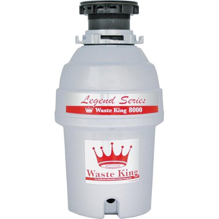Waste King 8000 Continuous Feed Garbage Disposer, 2800 rpm, 32 oz, 7 in, 16-1/16 in L x 7-1/2 in W