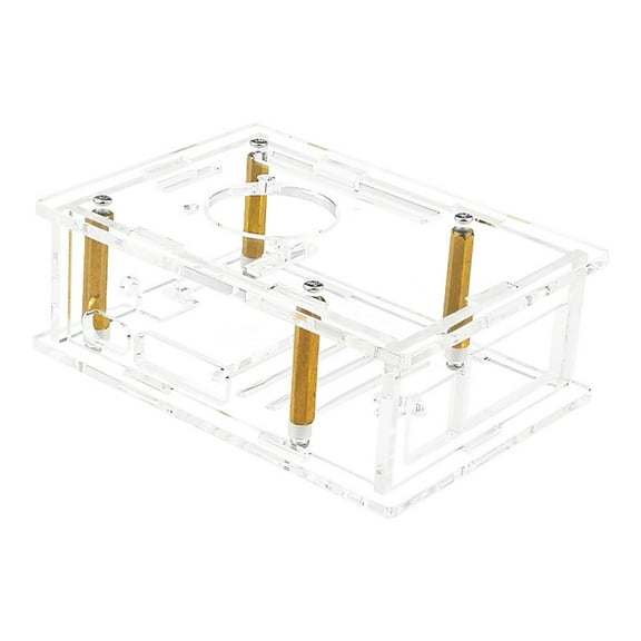 Acrylic Case For Raspberry Pi 5 Transparent Box  With Cooling Fan Heatsink