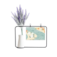 thumbnail image 1 of Tarjeta de jarrón de lavanda artificial Unbranded Flores hojas olas patron Japon 25 x 17 cm, 1 of 3