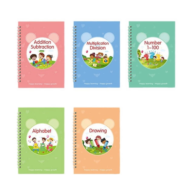 Hearth & Gear Full English Reusable Notched Writing Workbook Letters And Numbers Tracing Book Kids Makeup Dolls to Practice on Kids Desktop Counters for Kids Math 100 Kids Game Addition Math Facts