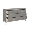 thumbnail image 4 of Benjara Sami 58 Inch Wide Dresser, 6 Drawers, Mirror Trim, Embossed Texture, Gray, 4 of 5