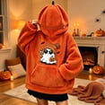 thumbnail image 7 of AHMOMEI Halloween 3D Pumpkin Hoodies Zip Up Face Cover Fluffy Unisex Ghost Sweatshirt with 3D Hood & Kangaroo Pocket Funny Orange Hoodie for Halloween Party Daily Wear L, 7 of 7