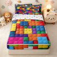 thumbnail image 2 of Erosebridal Colorful Building Brick Zipper Twin Comforter Sets with Fitted Sheet and 2 Pillowcases for Boys Girls, Block Shape Print Zipper Bedding Set, Polkadot Reversible, 4 Pieces, 2 of 7