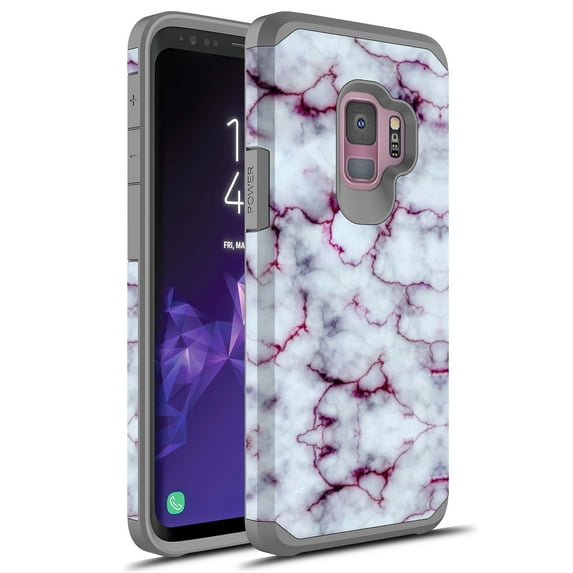 Samsung Galaxy S9 Case, Rosebono Slim Hybrid Shockproof Hard Cover Graphic Fashion Colorful Skin Cover Armor Case for Samsung Galaxy S9 (Purple Marble)