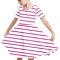 thumbnail image 6 of GERsome Girls Dresses Short Sleeve A-Line Crewneck Sundress Summer Swing Midi Dress for 4-14 Years Kids, 6 of 7