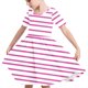 thumbnail image 1 of Odeerbi Niñas de Verano Vestido de Línea A Rayas Vestido de Columpio Vestido Elástico de Manga Corta Para Niños, 1 of 7