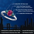 thumbnail image 2 of Gem Stone King 10K Two Tone Gold Red Created Ruby and Blue Diamond Engagement Ring for Women | 1.15 Cttw | Oval 7X5MM | Gemstone July Birthstone | Size 9, 2 of 6