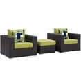 thumbnail image 2 of Modway Convene Wicker Rattan 3-Piece Outdoor Patio Furniture Set in Espresso Peridot, 2 of 5