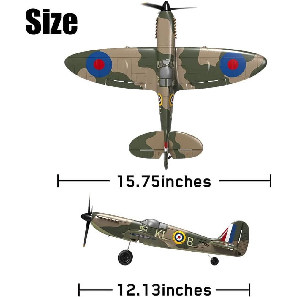 Roofworld RC Plane Spitfire Fighter RC-Fighter 4 CH Remote Control Airplane with Gyro System