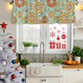 thumbnail image 5 of Teal Green Boho Floral Curtain Valances for Windows, Kitchen Valance Window Treatments Panel 2 Pack, Vintage Abstract Art Ethnic Flowers Rod Pocket Short Curtains for Bathroom Bedroom 60 x 18 Inch, 5 of 8