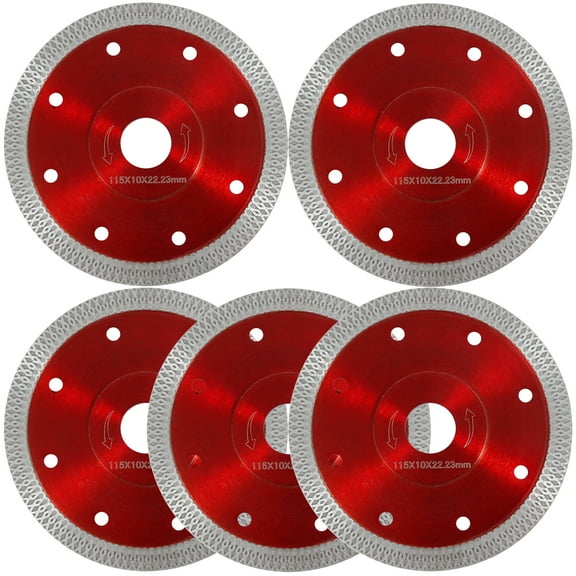 5 Pcs Diamond Saw Blades 4.5 Inches Fast and Accurate Tile Saw Blade Easy to Use Diamond Cutting Wheel Multipurpose Diamond Tile Blade for Smooth Cutting Beveling Grinding