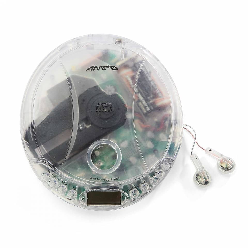 Amp'd Clear Portable Walkman CD Player+ earbuds AM FM Radio With 20 Track Memory