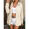 thumbnail image 3 of Womens Button Down Shirts Long Sleeve Dress Shirt Textured Collared Work Blouse Dressy Casual Tops  XXL, 3 of 7