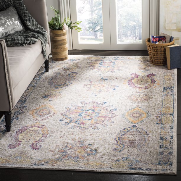 SAFAVIEH Bristol Regena Southwestern Polyester Area Rug, Light Grey