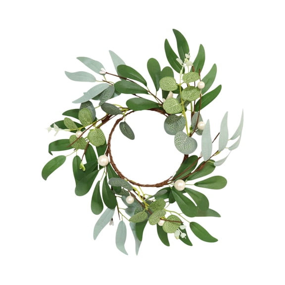 HuiXinOu 9.8in Spring Floral Wreath with Artificial Green Leaves Small Decorative Garland for Indoor Outdoor Party Wall Candlestick Table Decor