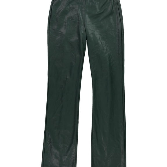 GUESS Womens Faux Leather Straight Casual Trouser Pants, Green, 10