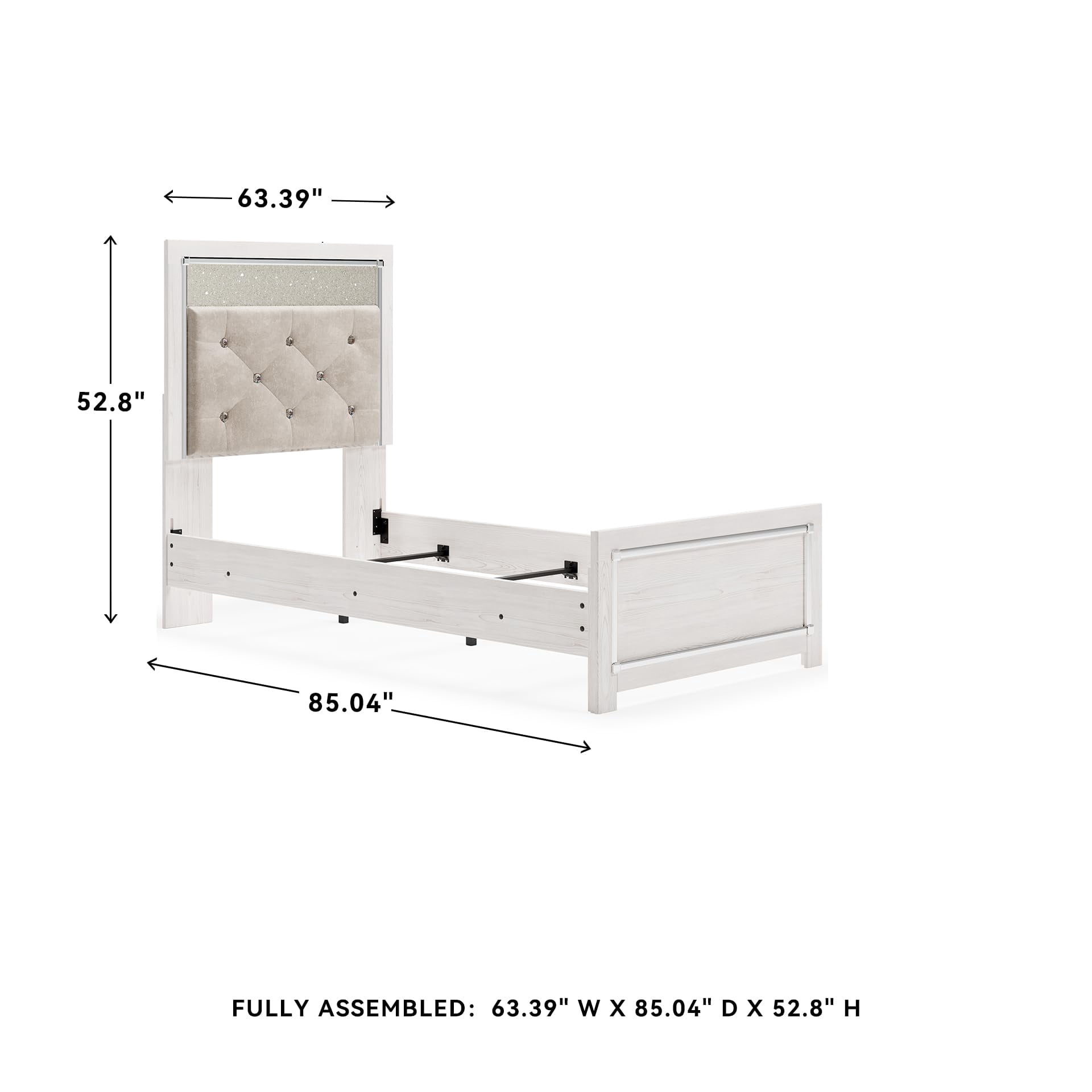 Ashley Furniture Altyra Upholstered Fabric King Panel Headboard in White/Gray