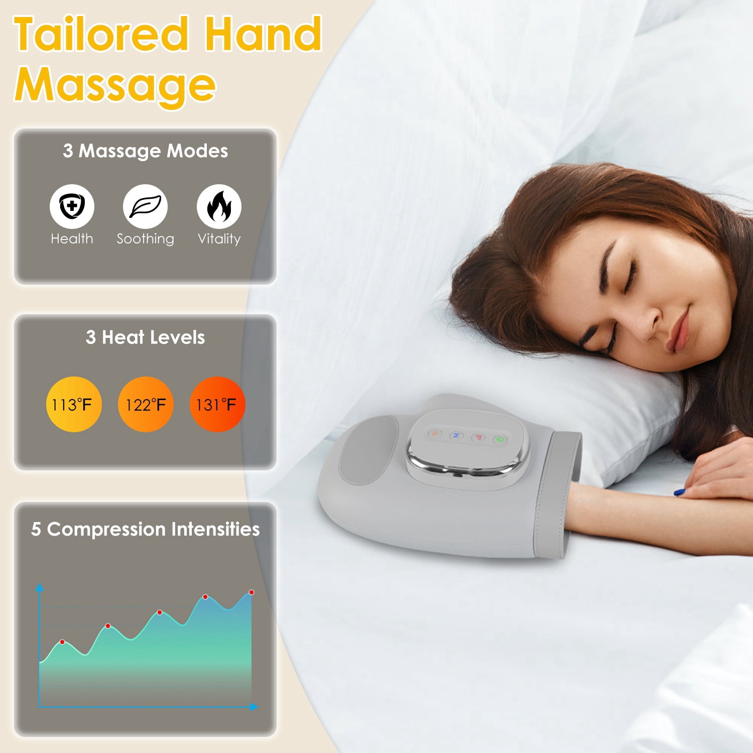 Cordless Hand Massager with 14 Airbags, 3 Massage Modes 5 Intensity Levels 3 Heat Levels for Arthritis Carpal Tunnel Relief,Cordless Hand Massage Tool for Arthritis Carpal Tunnel Pain