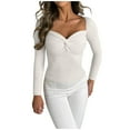 thumbnail image 1 of Suéter de cuello en V para mujer, sudadera informal de manga larga con cuello en V, blusa de punto sólido, suéter para mujer, 1 of 8