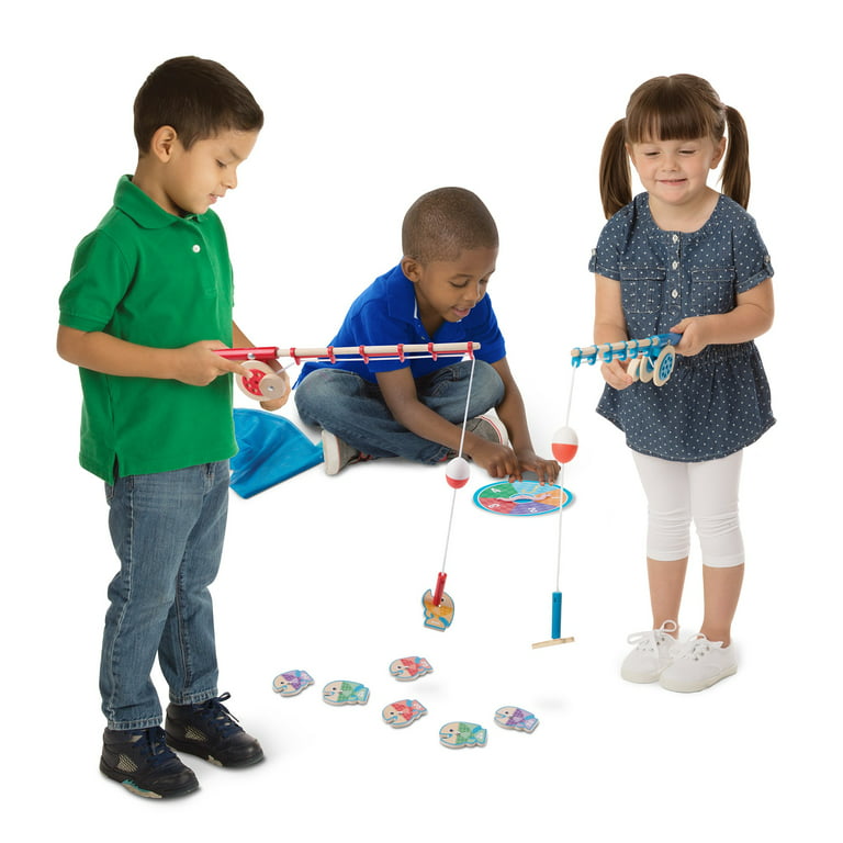 Melissa & Doug 12-Piece Magnetic Fish Wooden Fishing Game With Rods and  Reels