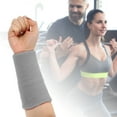 thumbnail image 5 of Unique Bargains 1 Pair Sweat Absorbing Wrist Sweatbands Athletic Cotton Yarn Latex Silver Tone Gray 8x15cm, 5 of 6