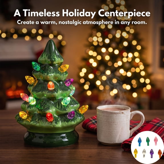 100Pcs Ceramic Christmas Tree Replacement Lights Xmas Holiday Tree Plastic Light Bulbs Set Winter Festive Tree Decoration Light Supply Indoor Christmas Tree Decoration Accessory Holiday Season