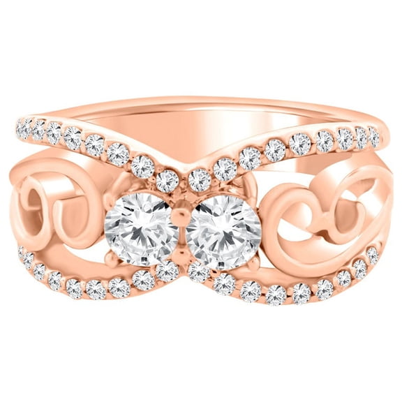 1 Carat Diamond Designer Ring In 10K Solid Rose,White & Yellow Gold