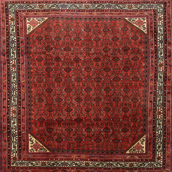 Ahgly Company Indoor Square Traditional Sienna Brown Persian Area Rugs, 7' Square