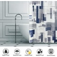 thumbnail image 4 of Shower Curtain 72 x 84 Inch, Extra Long Shower Curtain Blue,Cloth Fabric Shower Curtain for Bathroom Decor, Mid Century Modern Minimalist Waterproof Shower Curtain Set with Hooks, Navy and White, 4 of 6