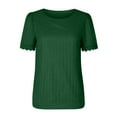 thumbnail image 5 of Fesfesfes Women's Lightweight T-shirt Summer Casual Rounk Neck Puff Short Sleeves with Lace Sweet Blouse Loose Indooor Casual Fashion Tops(Army Green,XL), 5 of 7