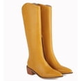 thumbnail image 3 of B91xZ Riding Boots Women Zipper Round Toe Fashion Motorcycle Combat Boots for Women,Yellow 6.5, 3 of 5